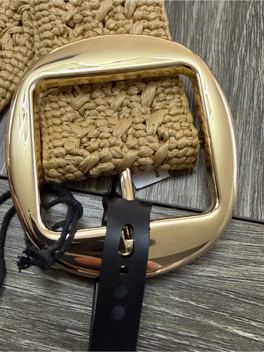 House of Harlow 1960 Beige Woven Belt with Gold Buckle Size M New